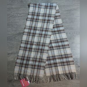 Kuna baby alpaca plaid scarf in neutral earth tone colours NEW